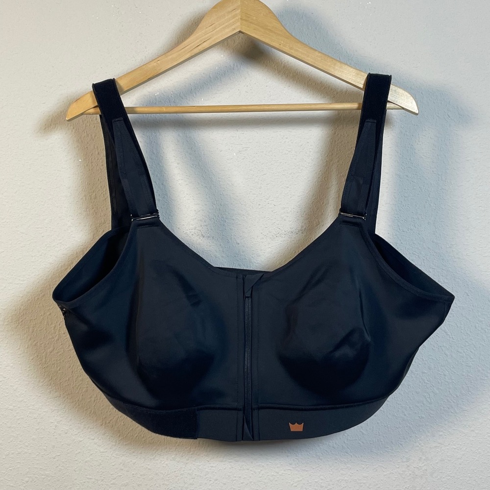 SHEFIT Ultimate Sports Bra Women 5Luxe Black Rose Gold High Impact Zip Front